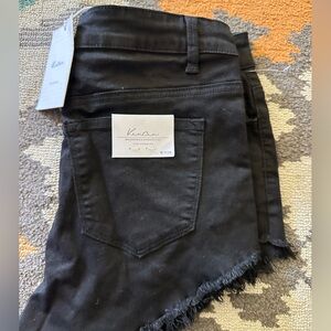 Kut from the Kloth Black Frayed Hem Jean Shorts